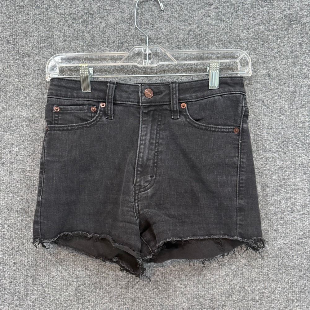 Abercrombie & Fitch Jean Shorts Women 2 Black Raw Hem Denim Cutoff High Rise
